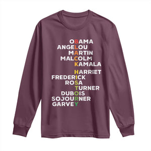 Black History Leaders Long Sleeve Shirt Obama Martin Malcolm Harriet TS09 Maroon Print Your Wear