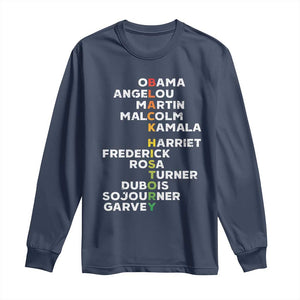 Black History Leaders Long Sleeve Shirt Obama Martin Malcolm Harriet TS09 Navy Print Your Wear