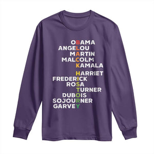 Black History Leaders Long Sleeve Shirt Obama Martin Malcolm Harriet TS09 Purple Print Your Wear