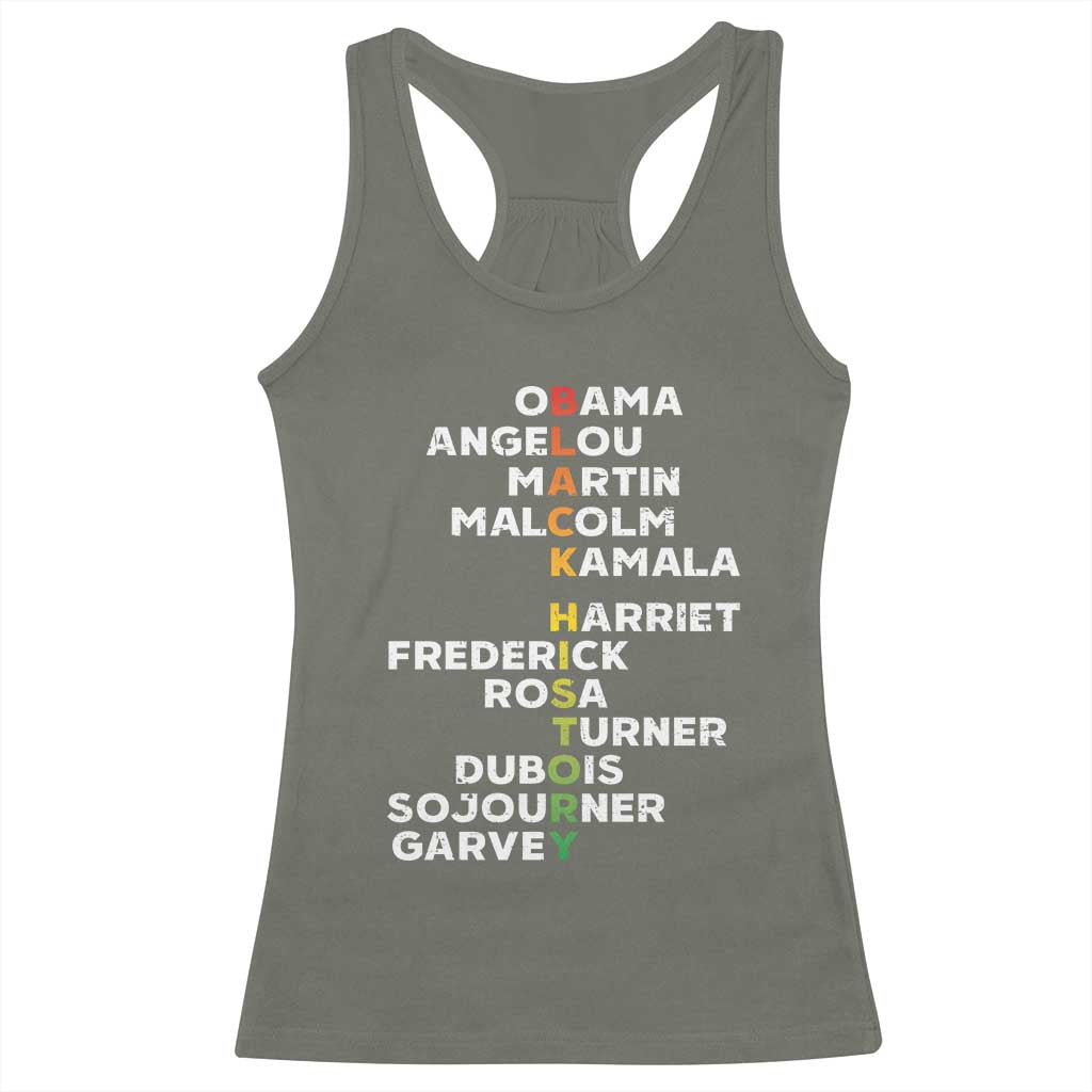 Black History Leaders Racerback Tank Top Obama Martin Malcolm Harriet TS09 Military Green Print Your Wear