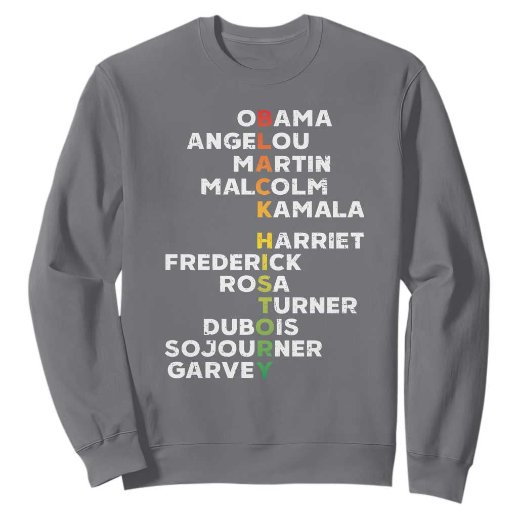 Black History Leaders Sweatshirt Obama Martin Malcolm Harriet TS09 Charcoal Print Your Wear