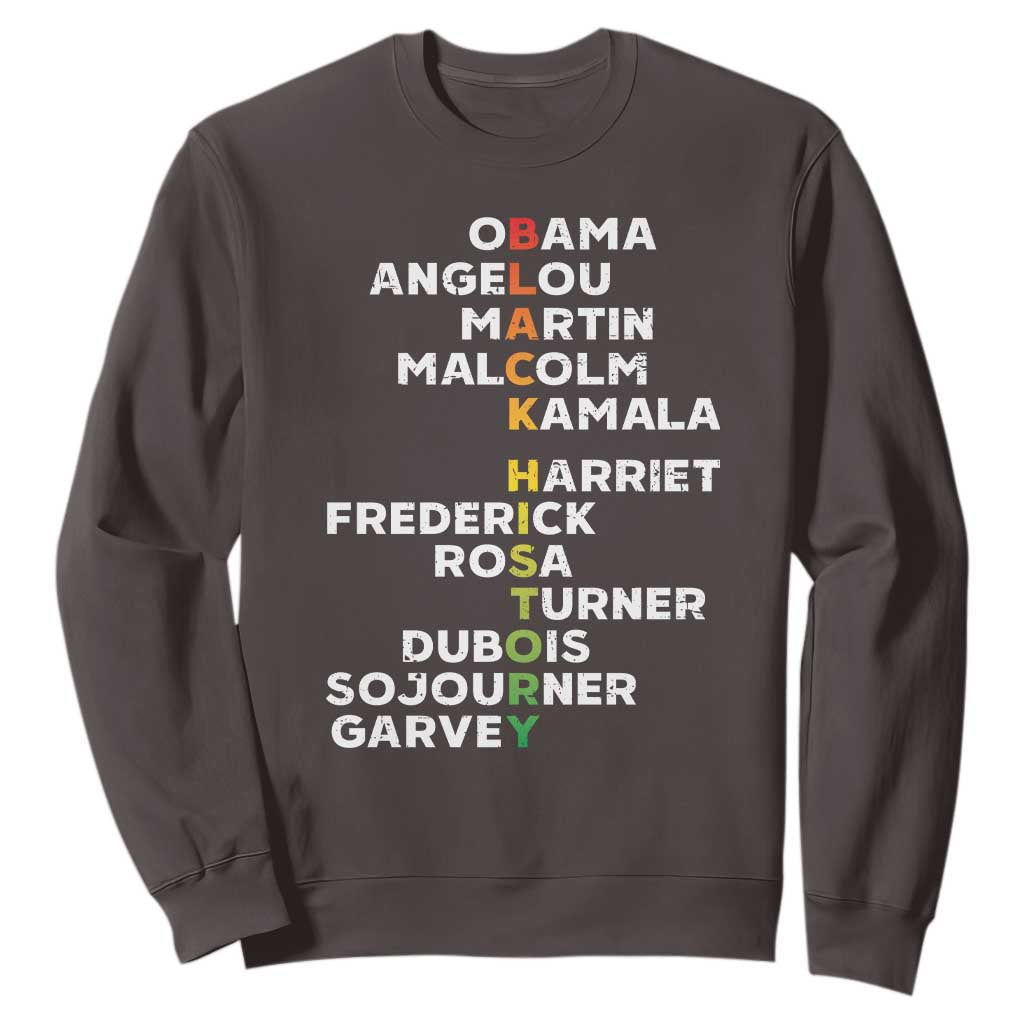 Black History Leaders Sweatshirt Obama Martin Malcolm Harriet TS09 Dark Chocolate Print Your Wear