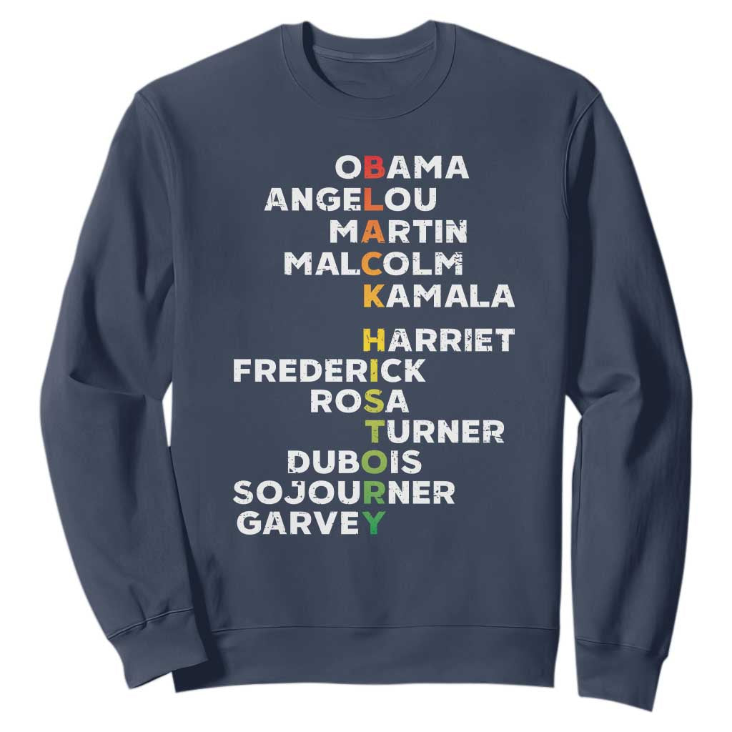 Black History Leaders Sweatshirt Obama Martin Malcolm Harriet TS09 Navy Print Your Wear