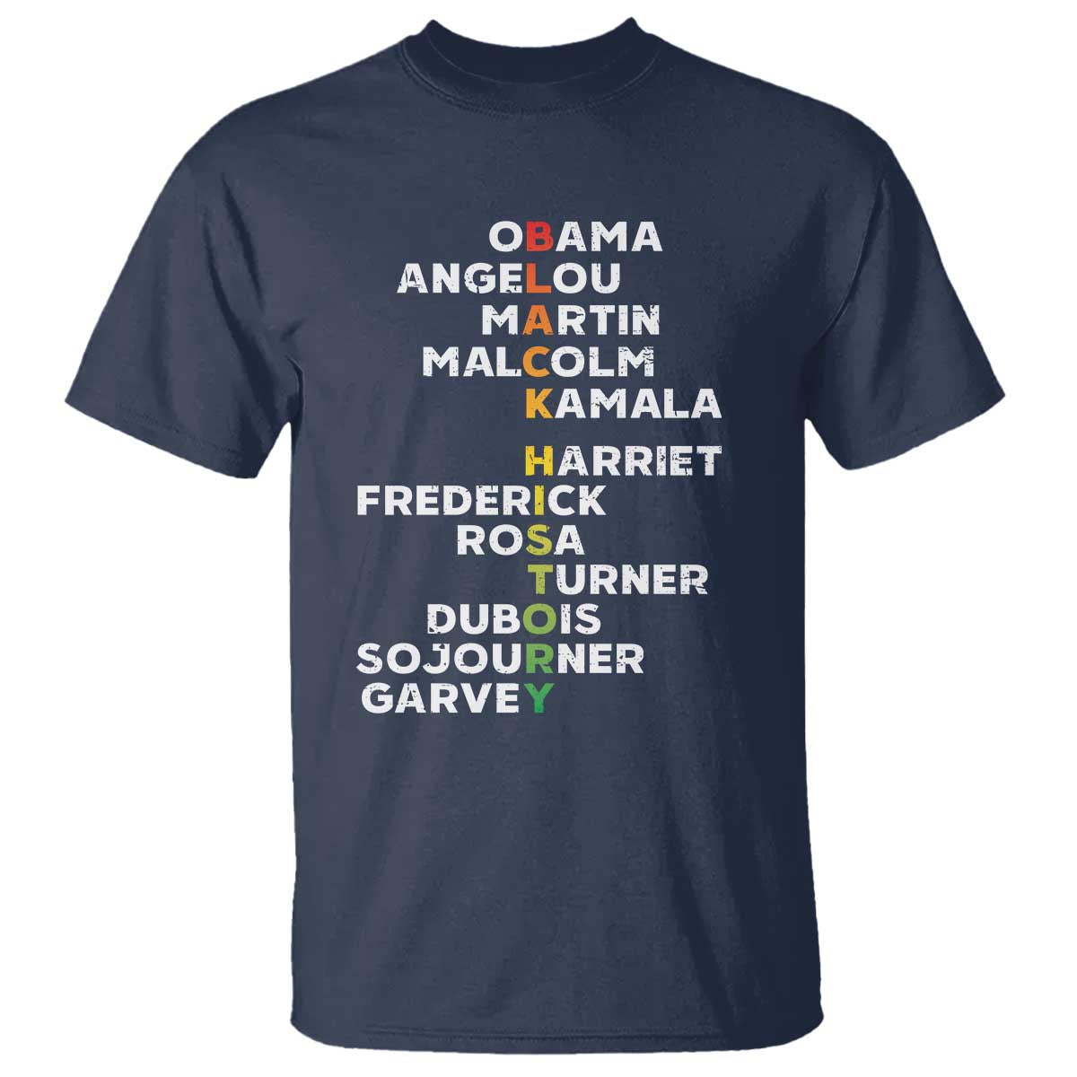 Black History Leaders T Shirt Obama Martin Malcolm Harriet TS09 Navy Print Your Wear