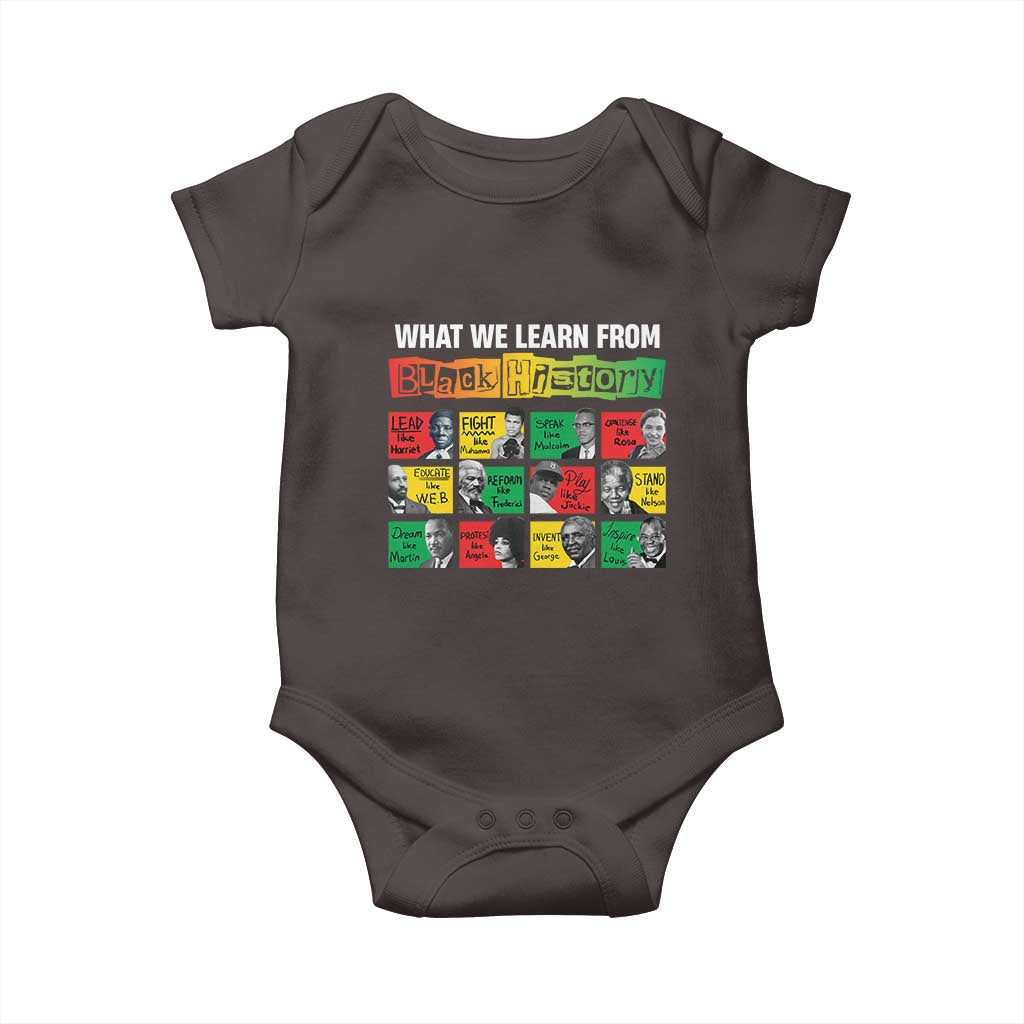 What We Learn From Black History Baby Onesie TS09 Dark Chocolate Print Your Wear