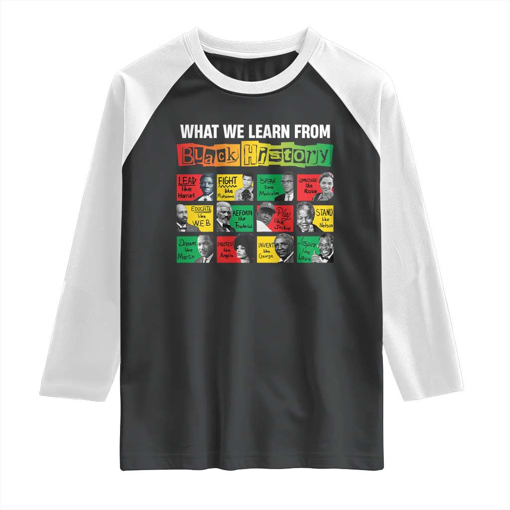 What We Learn From Black History Raglan Shirt TS09 Black White Print Your Wear