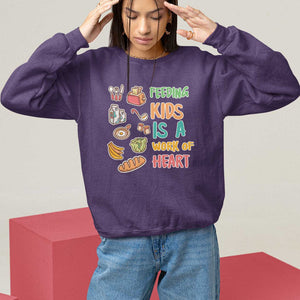 Lunch Lady Sweatshirt Feeding Kids Is A Work of Heart TS09 Purple Print Your Wear