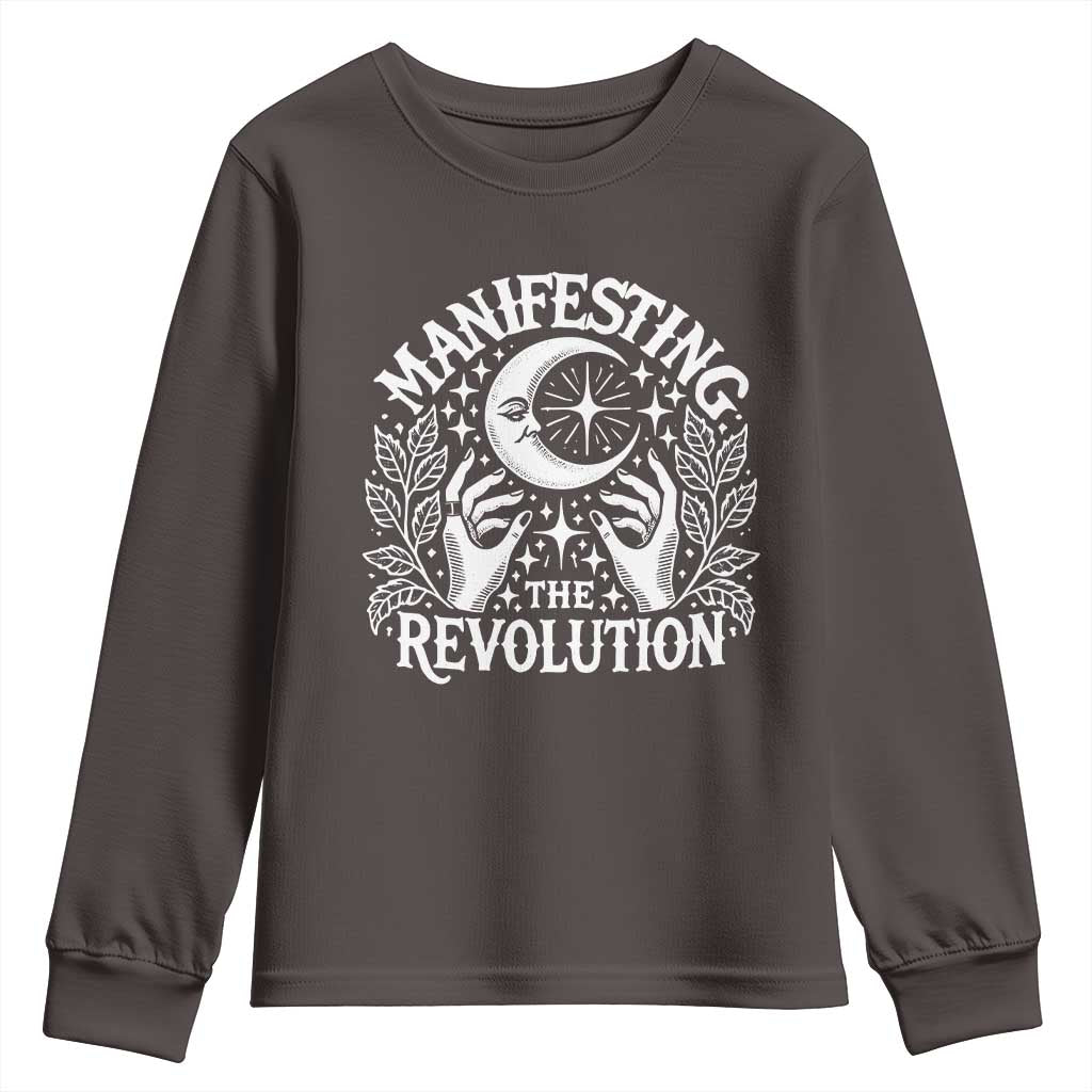 Manifesting The Revolution Youth Sweatshirt TS09 Dark Chocolate Print Your Wear