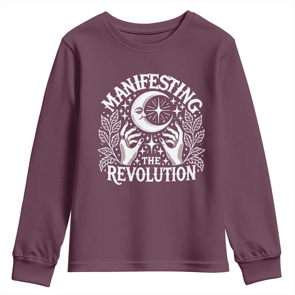 Manifesting The Revolution Youth Sweatshirt TS09 Maroon Print Your Wear