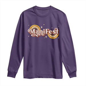 Manifest Long Sleeve Shirt Retro Groovy Rainbow Law Of Attraction TS09 Purple Print Your Wear