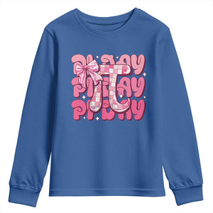 Coquette Pi Day Youth Sweatshirt Math Lover Cute Girl Mathematician TS09 Royal Blue Print Your Wear