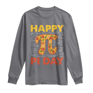 Happy Pi Day Long Sleeve Shirt Funny Pi Pizza TS09 Charcoal Print Your Wear