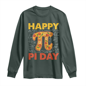 Happy Pi Day Long Sleeve Shirt Funny Pi Pizza TS09 Dark Forest Green Print Your Wear