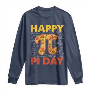 Happy Pi Day Long Sleeve Shirt Funny Pi Pizza TS09 Navy Print Your Wear