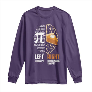 Funny Pi Day Long Sleeve Shirt Left Vs Right Brain 3,14 Pie Math Lover TS09 Purple Print Your Wear