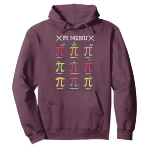 Funny Pi Day Hoodie Pi Menu Fruits Pie Math Lover TS09 Maroon Print Your Wear