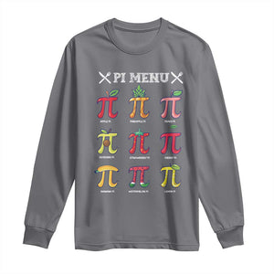 Funny Pi Day Long Sleeve Shirt Pi Menu Fruits Pie Math Lover TS09 Charcoal Print Your Wear