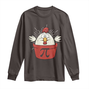 Funny Pi Day Long Sleeve Shirt Chicken Pot Pi Math Lover TS09 Dark Chocolate Print Your Wear