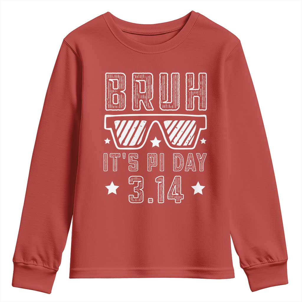 Funny Pi Day Youth Sweatshirt Bruh It's Pi Day Math Lover TS09 Red Print Your Wear