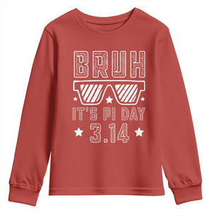 Funny Pi Day Youth Sweatshirt Bruh It's Pi Day Math Lover TS09 Red Print Your Wear
