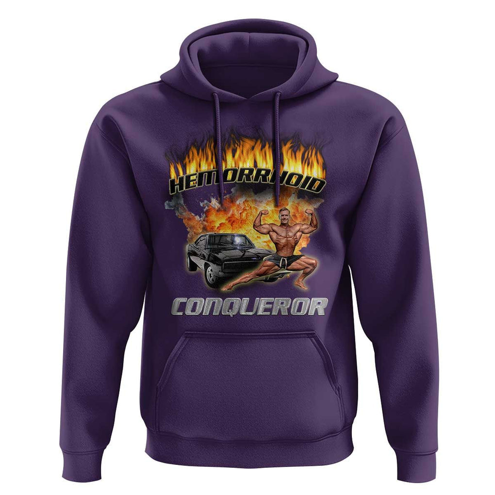 Funny Joke Meme Hemorrhoid Conqueror Hoodie TS09 Purple Print Your Wear