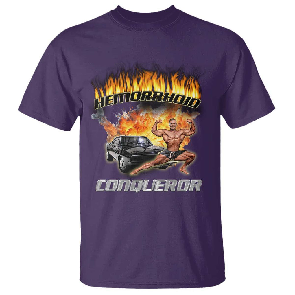 Funny Joke Meme Hemorrhoid Conqueror T Shirt TS09 Purple Print Your Wear