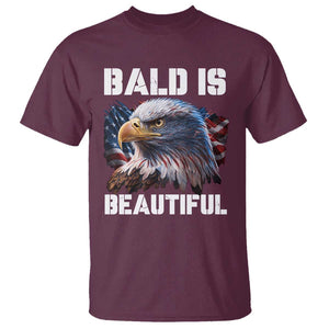 American Eagle Bald Is Beautiful T Shirt TS09 Maroon Print Your Wear