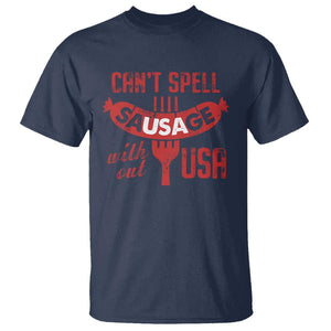 Funny 4th Of July T Shirt Can't Spell Sausage Without USA TS09 Navy Print Your Wear