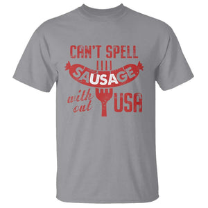 Funny 4th Of July T Shirt Can't Spell Sausage Without USA TS09 Sport Gray Print Your Wear