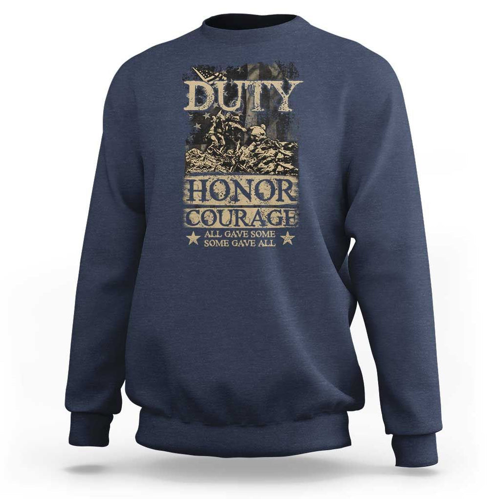 Veteran Sweatshirt Duty Honor Courage Patriotic American Flag TS09 Navy Print Your Wear
