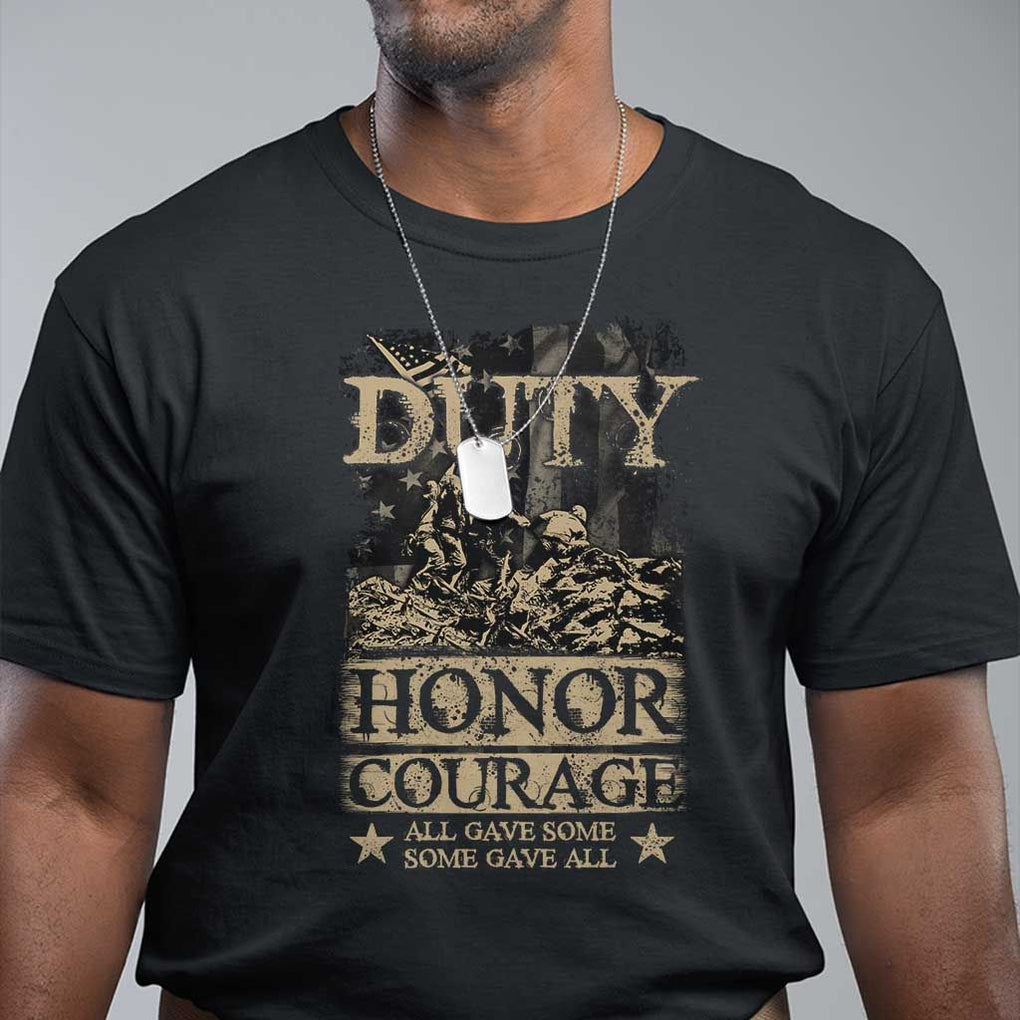 Veteran T Shirt Duty Honor Courage Patriotic American Flag TS09 Black Print Your Wear