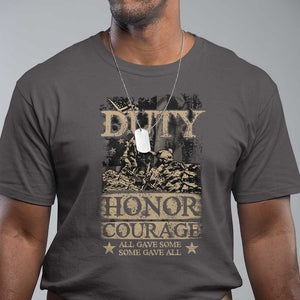 Veteran T Shirt Duty Honor Courage Patriotic American Flag TS09 Dark Chocolate Print Your Wear