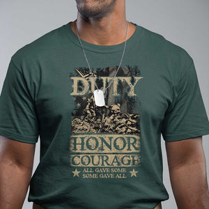 Veteran T Shirt Duty Honor Courage Patriotic American Flag TS09 Dark Forest Green Print Your Wear