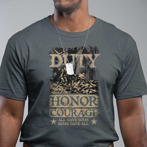 Veteran T Shirt Duty Honor Courage Patriotic American Flag TS09 Dark Heather Print Your Wear