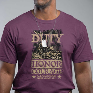 Veteran T Shirt Duty Honor Courage Patriotic American Flag TS09 Maroon Print Your Wear