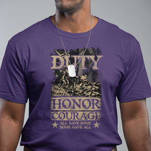 Veteran T Shirt Duty Honor Courage Patriotic American Flag TS09 Purple Print Your Wear