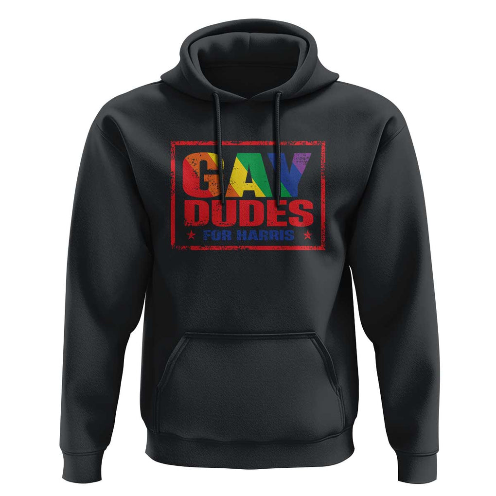 Gay Dudes For Harris Hoodie Kamala LGBT Support 2024 TS09 Black Print Your Wear