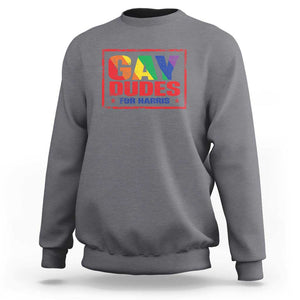 Gay Dudes For Harris Sweatshirt Kamala LGBT Support 2024 TS09 Charcoal Print Your Wear