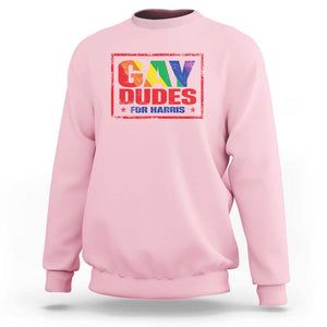 Gay Dudes For Harris Sweatshirt Kamala LGBT Support 2024 TS09 Light Pink Print Your Wear