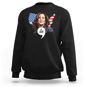 Comma La Harris Sweatshirt American Flag President 2024 TS09 Black Print Your Wear