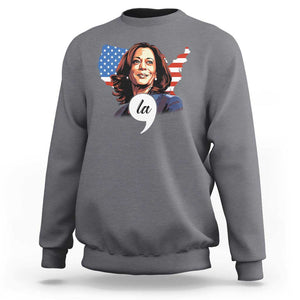 Comma La Harris Sweatshirt American Flag President 2024 TS09 Charcoal Print Your Wear