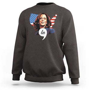 Comma La Harris Sweatshirt American Flag President 2024 TS09 Dark Chocolate Print Your Wear