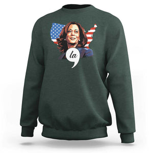 Comma La Harris Sweatshirt American Flag President 2024 TS09 Dark Forest Green Print Your Wear