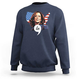 Comma La Harris Sweatshirt American Flag President 2024 TS09 Navy Print Your Wear