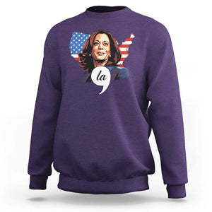 Comma La Harris Sweatshirt American Flag President 2024 TS09 Purple Print Your Wear