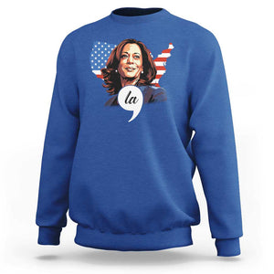 Comma La Harris Sweatshirt American Flag President 2024 TS09 Royal Blue Print Your Wear