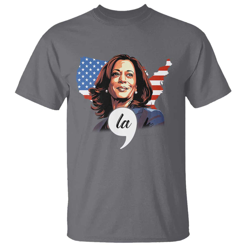 Comma La Harris T Shirt American Flag President 2024 TS09 Charcoal Print Your Wear
