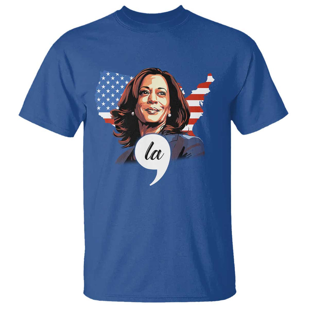 Comma La Harris T Shirt American Flag President 2024 TS09 Royal Blue Print Your Wear