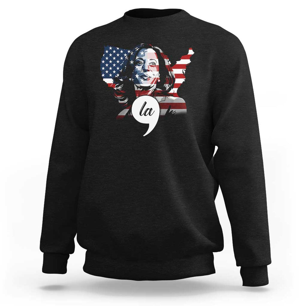 Comma La Harris Sweatshirt American Flag President 2024 TS09 Black Print Your Wear