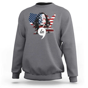 Comma La Harris Sweatshirt American Flag President 2024 TS09 Charcoal Print Your Wear